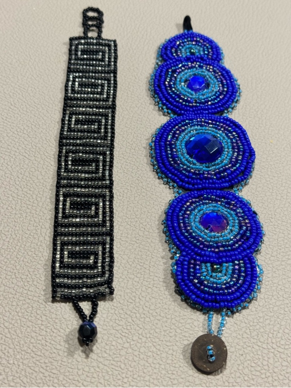 Handmade Blue Beaded Statement Bracelet by